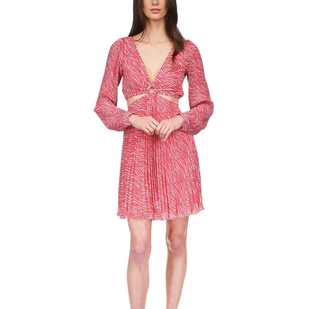 Michael Kors Coral and White Zebra-Print Cutout Mini Dress